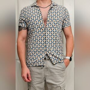 Express Men's Casual Button Down Shirt - Black, Blue, White